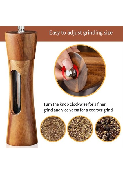 Karabiber Değirmeni Ahşap Tuz ve Karabiber Değirmeni Manuel Tuz Değirmeni Baharat Değirmeni Ayarlanabilir Seramik Öğütücülü Karabiber Tuz Baharatları Için (Yurt Dışından) fırsatları