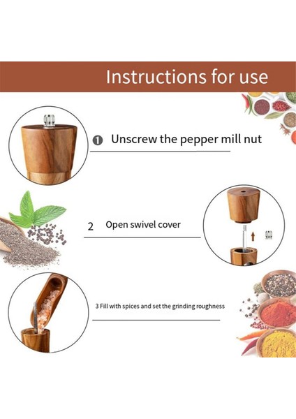 Karabiber Değirmeni Ahşap Tuz ve Karabiber Değirmeni Manuel Tuz Değirmeni Baharat Değirmeni Ayarlanabilir Seramik Öğütücülü Karabiber Tuz Baharatları Için (Yurt Dışından) indirimleri