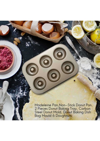 Madeleine Pan, Yapışmaz Donut Tepsisi, 2 Parça Donut Pişirme Tepsisi, Karbon Çelik Donut Kalıbı, 6 Donutluk Donut Pişirme Kabı Poşeti Kalıbı (Yurt Dışından) fiyatları