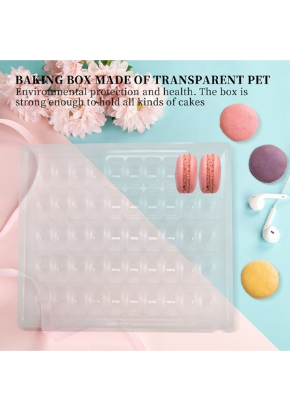 Şeffaf Pet Kapatılabilir Fransız Makaron Saklama Tepsileri - Set Başına 50 Makaron Tutar - 4'lü Paket (Yurt Dışından) modelleri