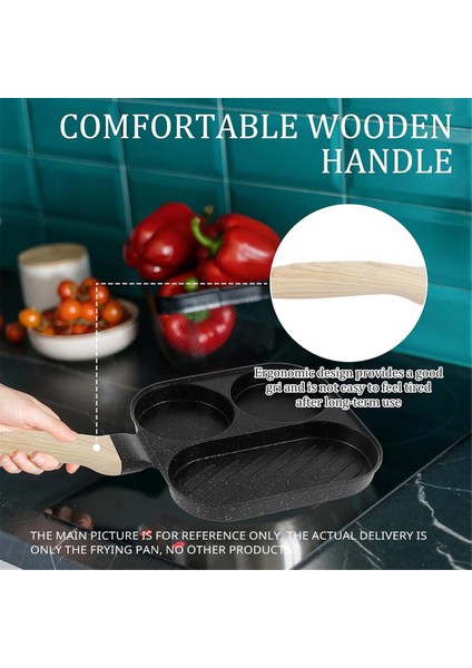 Yumurta Kızartma Tavası 3'ü 1 Arada Yumurta Kızartma Tavası Ahşap Saplı Yapışmaz Omlet Tavası Mutfak Kahvaltı Yumurta Pişirme Tavası B (Yurt Dışından) fırsatları