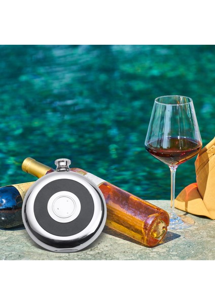 Yuvarlak Paslanmaz Çelik Cep Matarası, Dahili Shot Bardağı, 5 Oz Cep Matarası, Aynalı Cilalı Mini Alkol Şişeleri, Siyah (Yurt Dışından) fırsatları