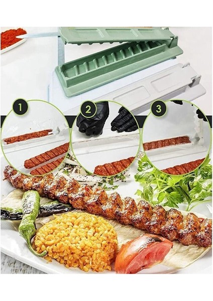 Adet Kebap Makinesi Barbekü Et Şiş Makinesi Kebap Pres Makinesi Barbekü Mutfak Izgara Aksesuarları Için Yeniden Kullanılabilir, Yeşil (Yurt Dışından) fırsatları