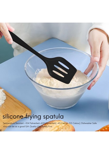 Adet Silikon Yuvalı Balık Çevirme Spatulası, Yapışmaz Pişirme Kapları Için Çevirme Spatulaları, Pişirme, Isıya Dayanıklı, Siyah (Yurt Dışından) indirimleri