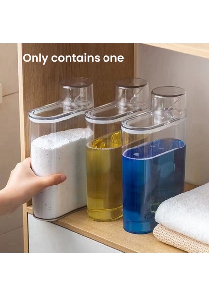 Şeffaf Çamaşır Deterjanı Dispenseri Şişesi, Deterjan Tozu Çamaşır Suyu Çamaşır Odası Için Kapalı Tank (Yurt Dışından) fırsatları