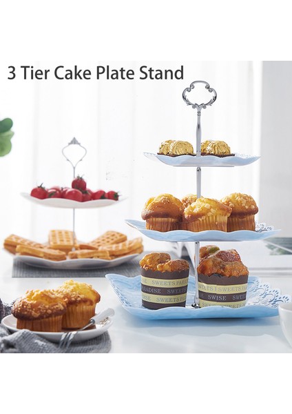 Set 2 3 Katlı Pasta Tabağı Standı Ağır Metal Orta Saplı Bağlantı Donanımı Çubuk Şekli: Süslü Viktorya Rengi: Gümüş Miktar: 1 Set (Yurt Dışından) fırsatları
