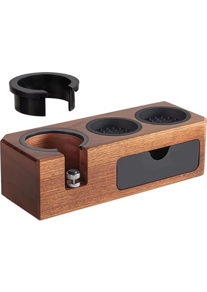 Ahşap Tutuculu Espresso Tamping Istasyonu, 51MM-58MM Portafiltrelere Uygun, Tamperler ve Düzleştiriciler Için 3 Delik Dahil B (Yurt Dışından)
