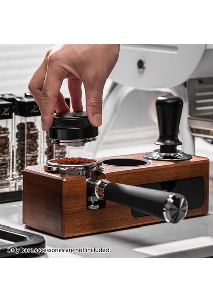 Ahşap Tutuculu Espresso Tamping Istasyonu, 51MM-58MM Portafiltrelere Uygun, Tamperler ve Düzleştiriciler Için 3 Delik Dahil B (Yurt Dışından) modelleri