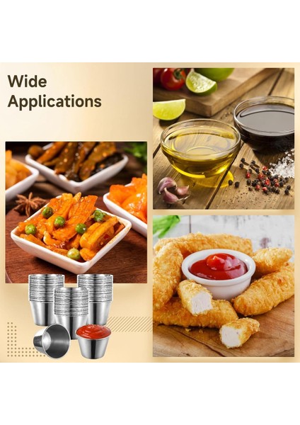 60 Adet Paslanmaz Çelik Sos Kapları, 2,2oz Paslanmaz Çelik Sos Kapları, Restoranlar Için Yeniden Kullanılabilir Yuvarlak Sos Kapları (Yurt Dışından) indirimleri