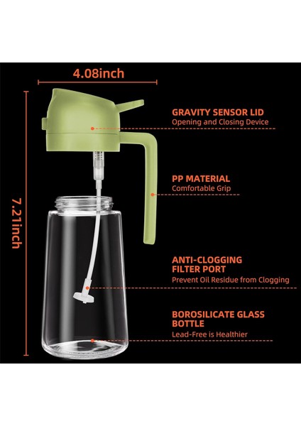 Mutfak, Zeytinyağı Dispenseri ve Yağ Püskürtücüsü Için 16 Oz Yağ Dağıtıcı Şişe - 470 ml Zeytinyağı Şişesi - Yağ Püskürtücü Yeşil (Yurt Dışından) fırsatları