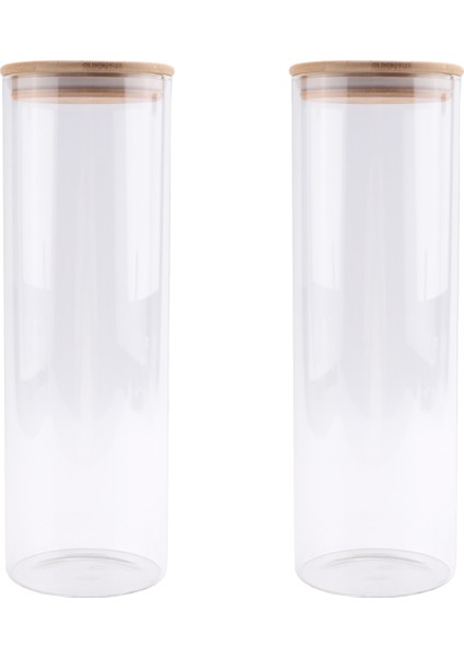 Bambu Kapaklı 2'li 71 Oz Yüksekliğindeki Spagetti Kavanozları Cam Saklama Kapları Seti - Makarna Için Mutfak Gıda Saklama Kapları (Yurt Dışından)