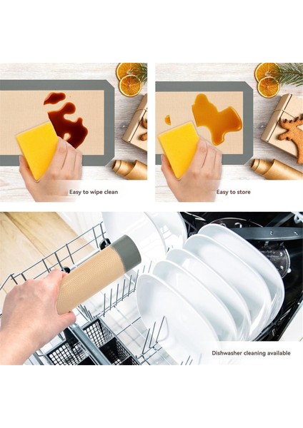 Adet Silikon Pişirme Matı Yeniden Kullanılabilir Pişirme Matı Yapışmaz Fırın Tepsisi Kurabiye Makaron Yapımı Için Gri (Yurt Dışından)