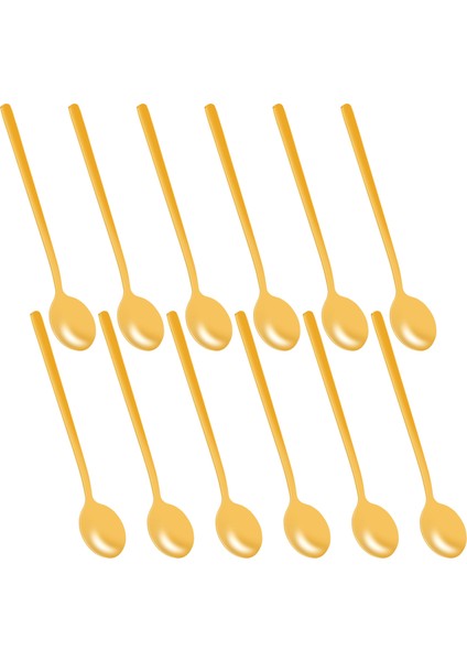 12 Adet/takım Yuvarlak Şekilli Kahve Kaşığı Paslanmaz Çelik Mini Çay Kaşığı Şeker Tatlı Kaşığı Dondurma Çorba Kaşığı Mutfak Aksesuarları (Altın) (Yurt Dışından)