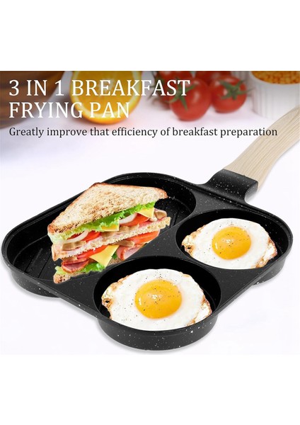 Yumurta Kızartma Tavası 3'ü 1 Arada Yumurta Kızartma Tavası Ahşap Saplı Yapışmaz Omlet Tavası Mutfak Kahvaltı Yumurta Pişirme Tavası A (Yurt Dışından) fiyatları