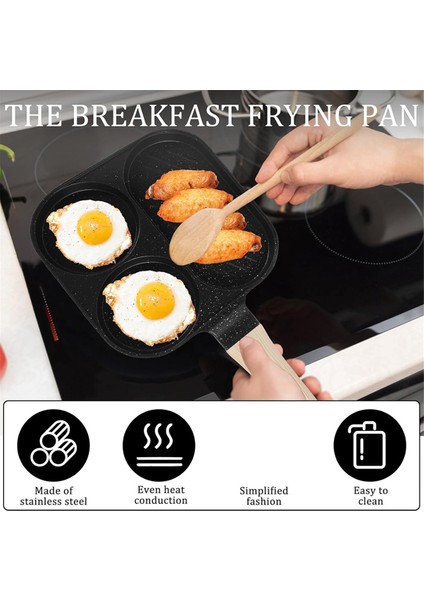 Yumurta Kızartma Tavası 3'ü 1 Arada Yumurta Kızartma Tavası Ahşap Saplı Yapışmaz Omlet Tavası Mutfak Kahvaltı Yumurta Pişirme Tavası A (Yurt Dışından) modelleri