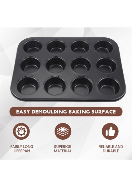 Ağır Hizmet Tipi Karbon Çelik Kek Pişirme Tepsisi, 12 Mini Fincan Kek Şeklindeki Kek Kalıbı, Yapışmaz Kek Pişirme Tepsisi, Kek Kalıbı (Yurt Dışından) fırsatları