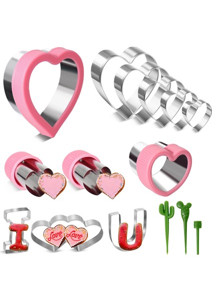 15 Parça Kalp Kurabiye Kesici Seti 9 Boyut Kalp Şeklinde Kurabiye Kesici, Paslanmaz Çelik Sevgililer Günü Kurabiye Kesici Seti (Yurt Dışından)