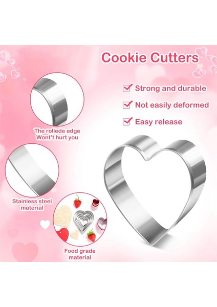 15 Parça Kalp Kurabiye Kesici Seti 9 Boyut Kalp Şeklinde Kurabiye Kesici, Paslanmaz Çelik Sevgililer Günü Kurabiye Kesici Seti (Yurt Dışından) indirimleri