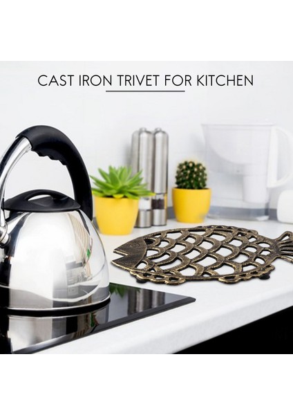 Döküm Demir Balık Altlığı, 7,5x6 Inç Dekoratif Vintage Desenli, Kauçuk Ayaklı Tencere ve Sıcak Yemekler Için (Yurt Dışından) modelleri