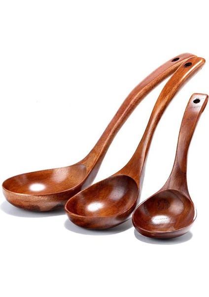 Ahşap Kepçe Kaşık Seti Uzun Saplı Çorba Kepçesi Tencere ve Kase Için Yapışmaz Ahşap Kaşık Seti Pişirme ve Servis Kepçeleri Için (Yurt Dışından)