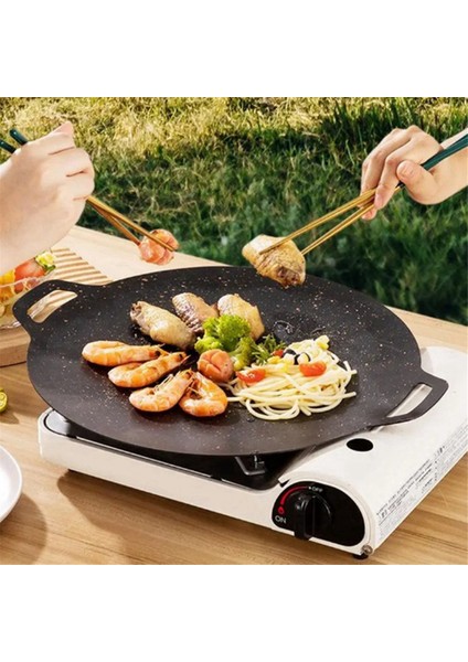 32 cm Açık Hava Kamp Izgara Plakası Yapışmaz Kore Barbekü Plakası Barbekü Et Tenceresi Düz (Yurt Dışından) fırsatları