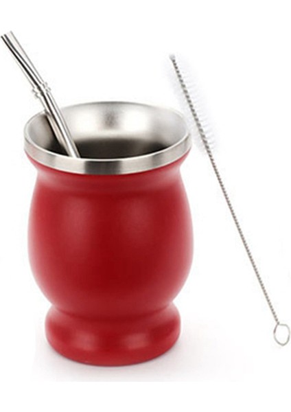 Paslanmaz Çelik Çay Bardağı Çay Bardağı Seti Yalıtımlı Pipetli Bardak Yalıtımlı Basit Bardak Kırmızı (Yurt Dışından) indirimleri