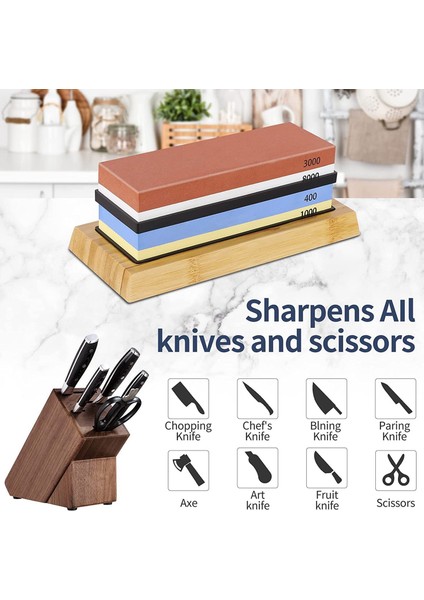 Bıçak Bileme Taşı Seti, 4 Taraflı Kum 400/1000 3000/8000 Bileme Taşı, Profesyonel Bileme Taşı Bıçak Bileme Seti (Yurt Dışından) fırsatları