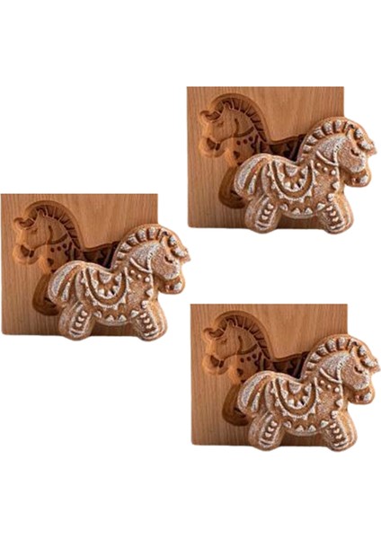 Ahşap Kurabiye Kalıbı Kabartmalı Kalıp, 3D Oymalı Ahşap Hayvan Kurabiye Kalıbı Midilli (Yurt Dışından)
