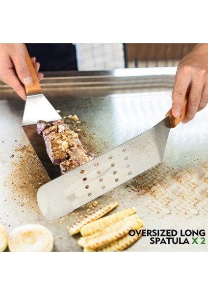 Paslanmaz Çelik Burger Spatulası, Barbekü ve Biftek Için Ahşap Saplı Kare Spatula Pişirme Kazıyıcı Hamburger Döneri (Yurt Dışından) fiyatları