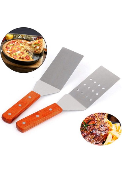 Paslanmaz Çelik Burger Spatulası, Barbekü ve Biftek Için Ahşap Saplı Kare Spatula Pişirme Kazıyıcı Hamburger Döneri (Yurt Dışından) fırsatları