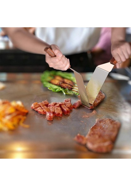 Paslanmaz Çelik Burger Spatulası, Barbekü ve Biftek Için Ahşap Saplı Kare Spatula Pişirme Kazıyıcı Hamburger Döneri (Yurt Dışından) indirimleri