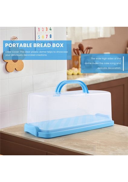 Saplı Taşınabilir Ekmek Kutusu Somun Kek Kabı Plastik Dikdörtgen Gıda Saklama Kabı Taşıyıcı 13 Inç Yarı Saydam Kubbe Pastalar, Simit, Ekmek Ruloları, Çörekler Için (Yurt Dışından) indirimleri