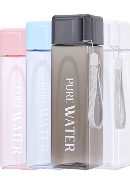 Açık Hava Sporları Için 4 Adet Şeffaf Plastik Kare Su Bardağı, Sütlü Kablolu Taşınabilir Su Şişesi (Yurt Dışından)