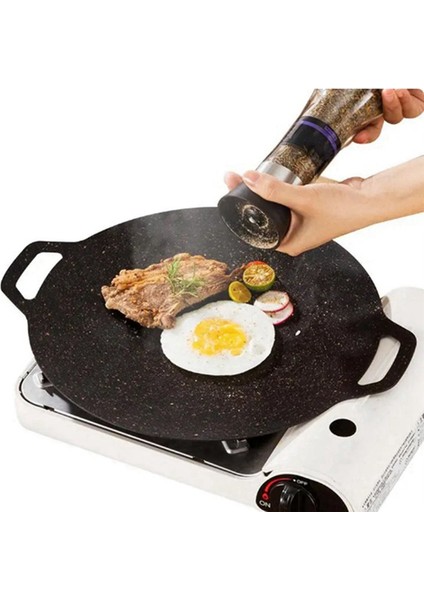 30 cm Açık Hava Kamp Izgara Plakası Yapışmaz Kore Barbekü Plakası Barbekü Et Tenceresi Düz (Yurt Dışından) fiyatları