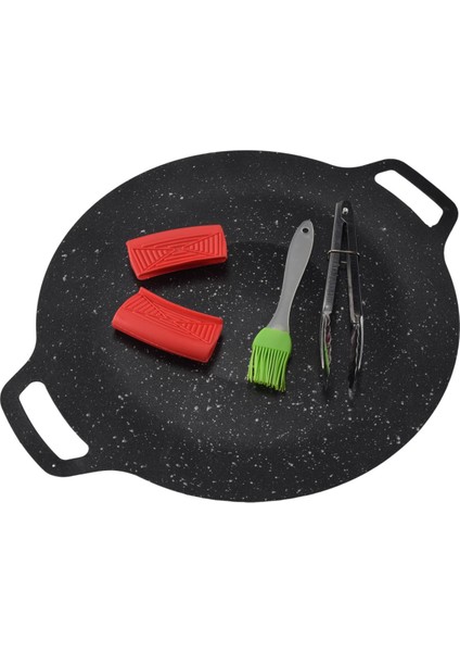 30 cm Açık Hava Kamp Izgara Plakası Yapışmaz Kore Barbekü Plakası Barbekü Et Tenceresi Düz (Yurt Dışından) fırsatları