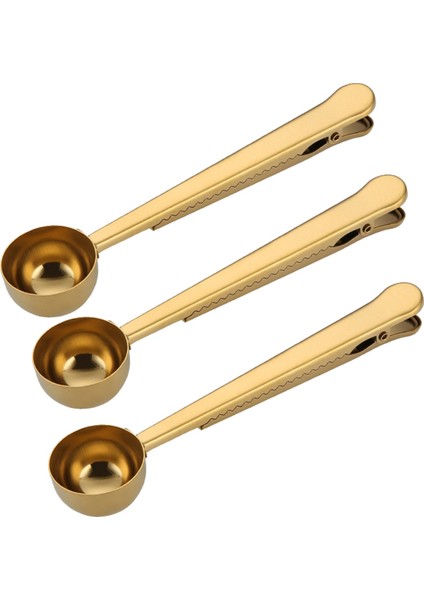 2'si 1 Arada Kahve Kaşığı, Kahve Tozu Ölçü Kaşığı, Sızdırmazlık Klipsli Çay Süt Tozu Kaşığı, Kahve Aksesuarları, Altın (Yurt Dışından)