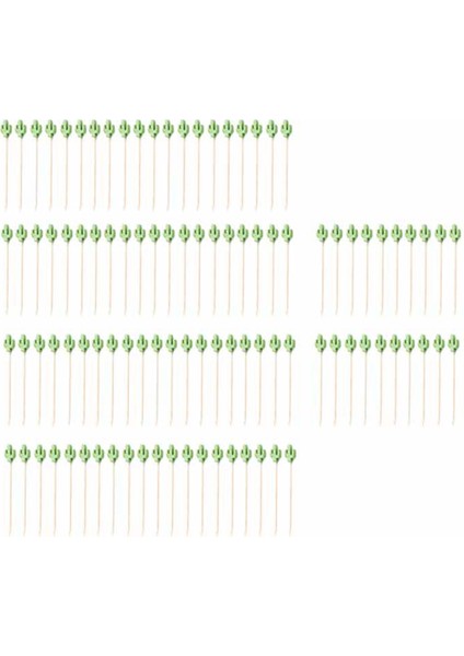 Kokteyl Pençeleri El Yapımı Bambu Kürdan 100 Adet 5.1 Inç Yeşil Kaktüs (Yurt Dışından)