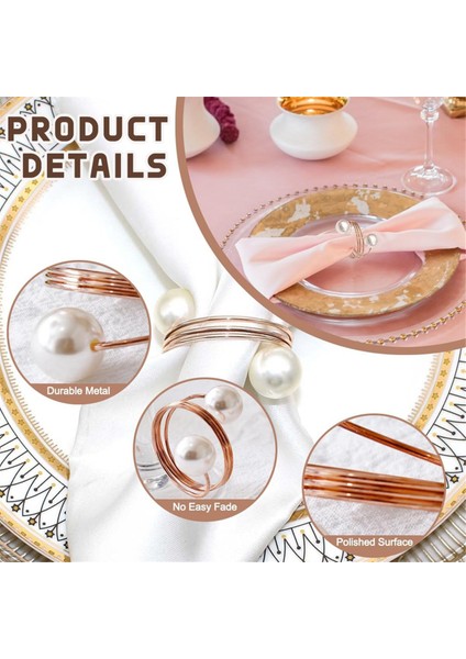 20'li Paket Gül Altın Peçete Halkaları, Inci Peçete Halkası Seti, Metal Yaylı Peçetelik Masa Süslemeleri, Peçete Halkası Tokaları (Yurt Dışından) indirimleri