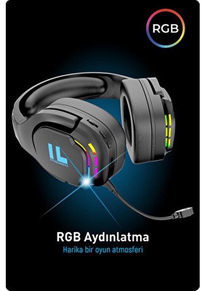 G926 Pro Wireless Kulaküstü Oyuncu Kulaklığı Aktif Gürültü Önleme ve Mikrofon Siyah