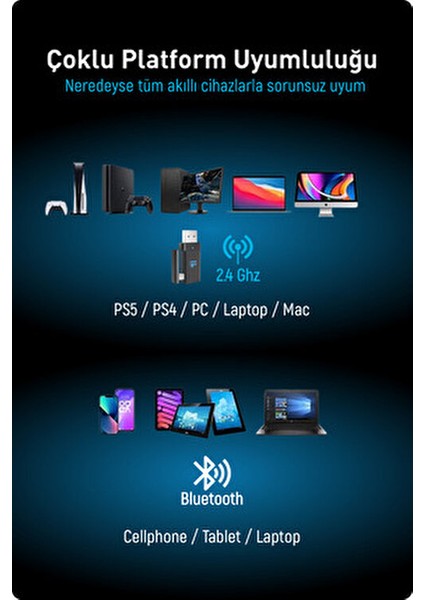 G926 Pro Wireless Kulaküstü Oyuncu Kulaklığı Aktif Gürültü Önleme ve Mikrofon Siyah