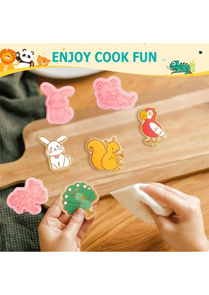 16 Parça Hayvan Şekilli Kurabiye Kesici Seti, 3 Boyutlu Hayvan Şekilli Kurabiye Kesiciler, Pistonlu Damgalı Hayvan Serisi Şekilli Bisküvi Kesiciler (Yurt Dışından) modelleri