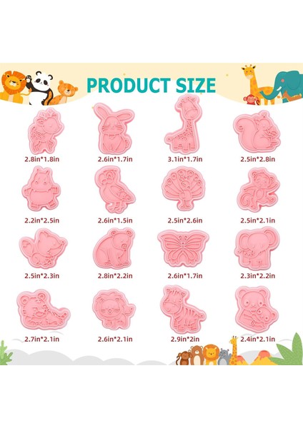 16 Parça Hayvan Şekilli Kurabiye Kesici Seti, 3 Boyutlu Hayvan Şekilli Kurabiye Kesiciler, Pistonlu Damgalı Hayvan Serisi Şekilli Bisküvi Kesiciler (Yurt Dışından) indirimleri