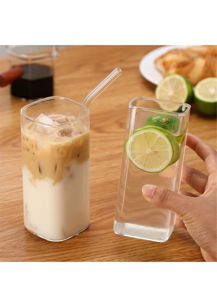 Kapaklı ve Pipetli Kare Isıya Dayanıklı Kahve Cam Kupası Şeffaf Süt Çay Meyve Suyu Bardakları Içecek Kapları Için Kahve Kupası (Yurt Dışından) fiyatları