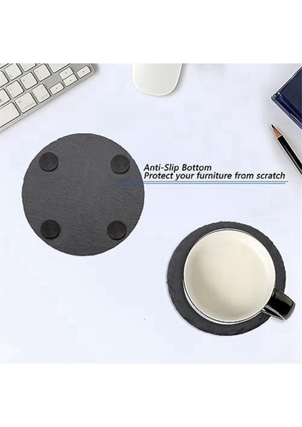 6'lı Paket Yuvarlak Taş Bardak Altlıkları, 4 Inç Taş Bardak Altlıkları, Çizilmez Tabanlı Toplu Bardak Altlıkları (Yurt Dışından) fırsatları