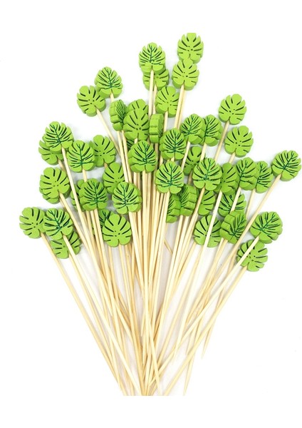 200 Adet Bambu Pick Büfe Tropikal Yapraklar Kek Meyve Çatalı Tatlı Salata Çubuğu Kokteyl Şişi Parti Dekoru Için (Yurt Dışından)