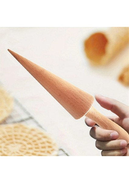 Dondurma Waffle Külahı Silindiri, Güçlü ve Pürüzsüz Külah Silindiri, Ahşap Pizzelle Külahı, Saplı Waffle Külahı Şekilli Alet (Yurt Dışından) fırsatları