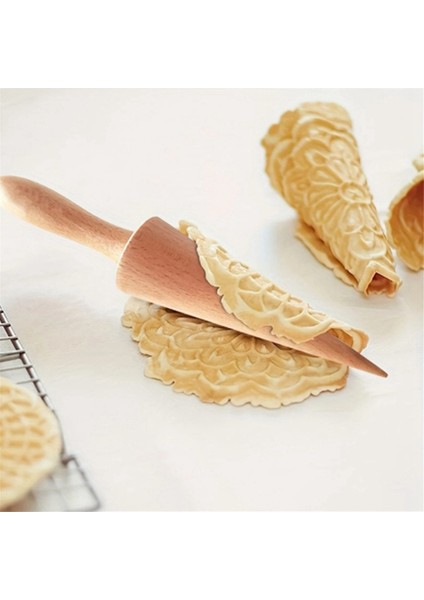 Dondurma Waffle Külahı Silindiri, Güçlü ve Pürüzsüz Külah Silindiri, Ahşap Pizzelle Külahı, Saplı Waffle Külahı Şekilli Alet (Yurt Dışından) indirimleri