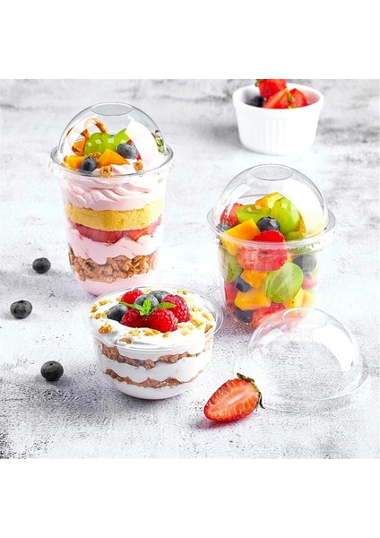 100 Adet 360 ml Kapaklı Tatlı Kapları Tek Kullanımlık Puding Kapları Çorba, Dondurma, Dondurmalı Plastik Tek Kullanımlık Kaplar (Yurt Dışından) indirimleri