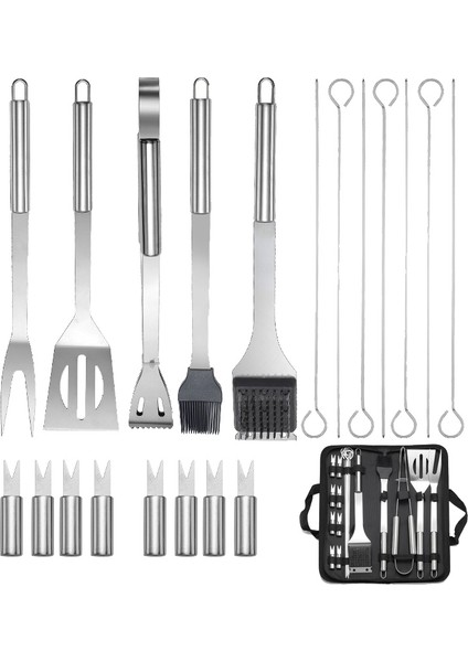 20 Adet/takım Barbekü Aleti Paslanmaz Çelik Barbekü Aletleri Setleri Mutfak Eşyaları Seti Barbekü Izgara Aletleri Seti Barbekü Aksesuarları (Yurt Dışından)