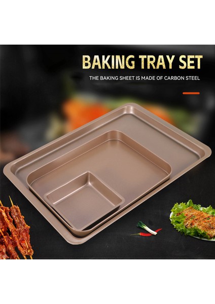 Fırın Tepsisi Seti, Yapışmaz Kurabiye Kalıbı Seti Profesyonel Fırın Tepsisi, Fırın Kapları Dikdörtgen Kek Kalıbı 3 Parça (Yurt Dışından) indirimleri